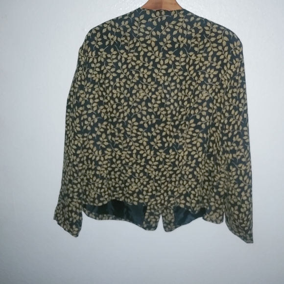 Josephine Chaus 20 Skirt Suit Black Gold Stemmed Leaf Pattern Set Plus - Picture 2 of 12